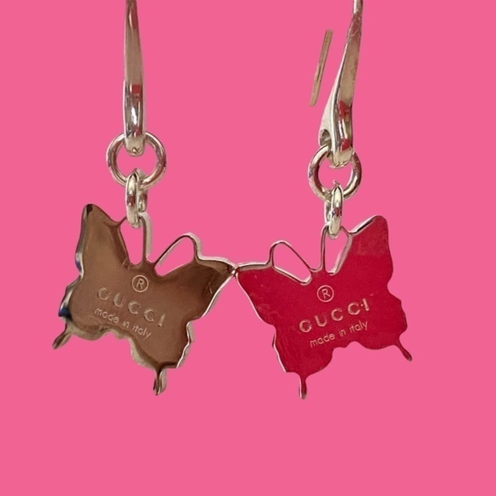 Gucci Luxury Designer Earrings 925 Sterling Silver Butterfly Drop NEW - Picture 6 of 10